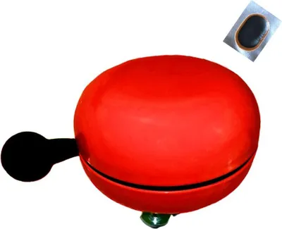 Produktbild von Ding Dong Fahrradglocke Ø 80 mm Rotes Design Fahrradklingell inkl. Schlauchflicken