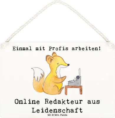 Produktbild von Mr. & Mrs. Panda Schild Online Redakteur Leidenschaft DIN A6 - Weiß - Geschenk, kleine aufmerksamkeit, holzbild, Wandbild Holz, wandtafel, Türschild