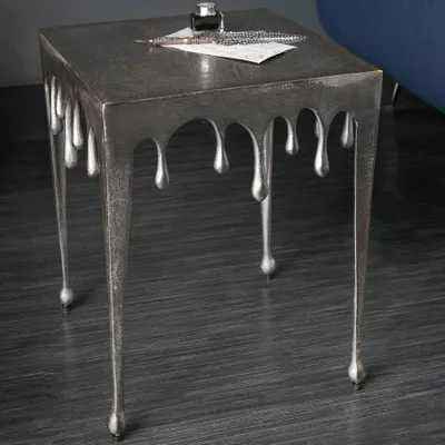 Produktbild von riess-ambiente Extravaganter Beistelltisch LIQUID LINE S 34cm silber Tropfen-Design Couchtisch Tisch Nachttisch