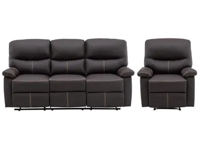 Produktbild von CANBY 3-Sitzer-Sofa und Sessel mit Relax-Funktion aus braunem