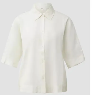 Produktbild von S. Oliver Bluse mit Hemdkragen und Knopfleiste, Relaxed Fit, Creme, Größe 34