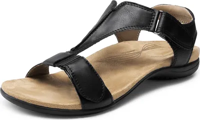Produktbild von DREAM PAIRS Damen-Sandalen mit Fußgewölbeunterstützung, T-Riemen, orthopädische flache Sandalen, bequeme Sommerschuhe,Farbe: SCHWARZ, Größe: 39