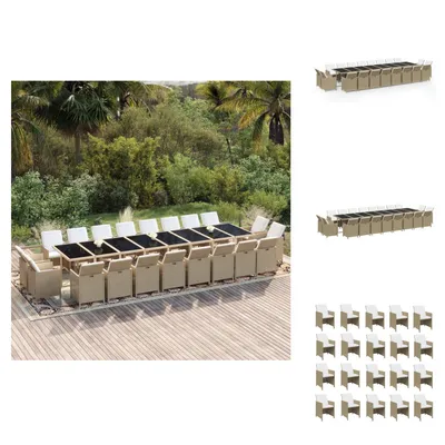 Produktbild von vidaXL 21-tlg. Garten-Essgruppe mit Kissen Poly Rattan Beige -  Gartenmöbel-Sets