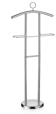 Produktbild von Herrendiener GÜNTHER, Kleiderbügel und Hosenablage, Metall Chrom - Stummer Diener mit Ablage, Modern, Kleiderbutler | Schicker Kleiderständer für Schlafzimmer, Gürtel & Hut Ablage