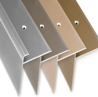 Produktbild von Stufenkantenprofil Safety F-Form Treppenkantenprofil inkl. Montagematerial Silber L 134 cm