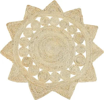Zdjęcie produktu dla BELIANI Dywan beżowy jutowy okrągły ø 120 cm styl boho rustykalny do salonu