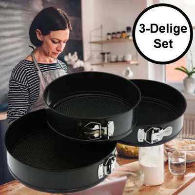Obrázok produktu pre Sada okrúhlych tortových foriem – sada 3 kusov (Ø 22, Ø 24,5, Ø 26 cm) – okrúhle formy na pečenie – kovové – formy na koláče a torty