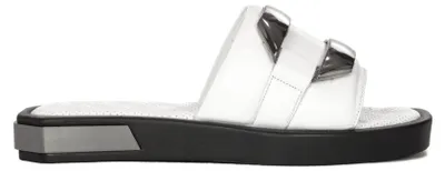 Produktbild von Flip-Flops DK390322WH aus Leder mit Plateau-Sohle, Sohlenhöhe 3 cm, Weiß Schwarz