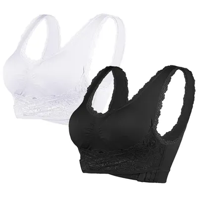 Produktbild von Damen Spitzen Bustier BH Nahtlos Komfort BH Ohne Bügel Push Up Schwarz Gr. XL