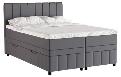 Produktbild von Boxspringbett Doppelbett 140x200, Grau, AVALON, mit Bettkästen, mit Matratze, mit Topper, Panda Möbel