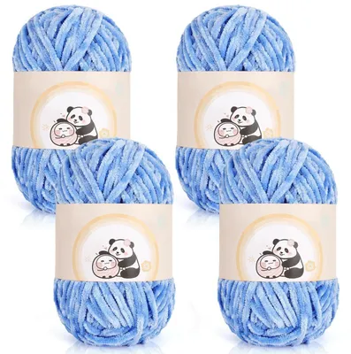 Produktbild von Chenille Babywolle 400g Himmelblau 6mm 80m 100% Polyester