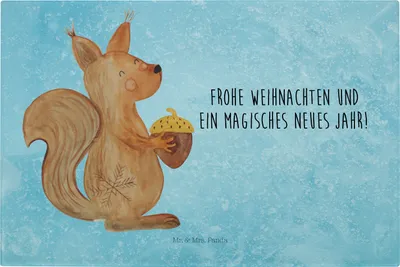 Produktbild von Mr. & Mrs. Panda Hackbrett Eichhörnchen Weihnachtszeit - Eisblau - Geschenk, Neujahr, Vogel, Küchenbrett, Weihnachtsgruß, Schneidebrett Glas, Schneidplatte, Aus