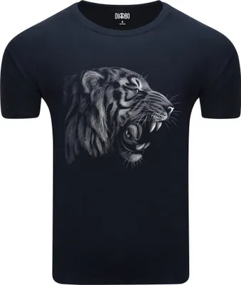 Produktbild von Diarbo Herren T-Shirt mit Aufdruck Wildtierporträts Tigerkopf Dunkelblau Gr.XXL