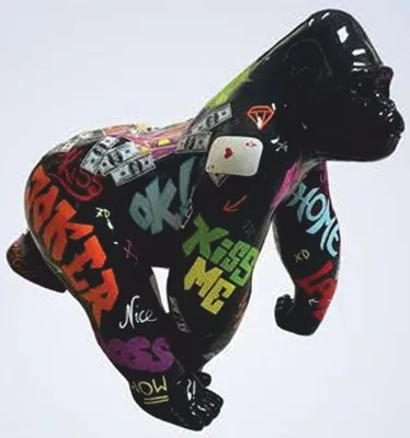 Produktbild von Casa Padrino XXL Deko Skulptur Gorilla Affe Schwarz / Bunt 160 x 86 x H. 136 cm
