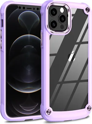Produktbild von iPhone 12 Pro Hülle, Hybrid Transparente PC Robust TPU Bumper Stoßfest Schutzhülle für iPhone 12 / 12 Pro Lila