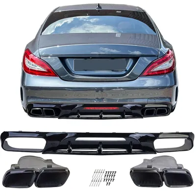 Für Mercedes CLS C218 Facelift 14-18 Heckdiffusor Stoßstange Schwarz + Endrohre in der Farbe Schwarz von Carparts-Online GmbH
