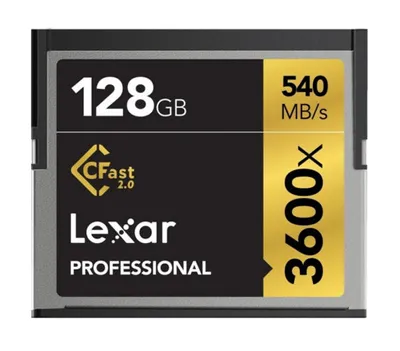 Produktbild von Lexar CFast 2.0, 128GB, 128 GB, Kompaktflash, 540 MB/s, 445 MB/s