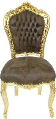 Produktbild von Barock Stuhl Barockstuhl Braun Gold Wohnzimmer Esszimmer Schlafzimmer Deko Relax Modern Antik Style Retro Royal Thron Königlich Premium Repro Luxus