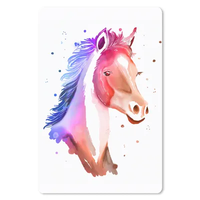 Produktbild von MuchoWow® Mauspad Mousepad Pferd - Rosa - Blau - Mädchen - Kinder - Mädchen 18x27 cm - Mousepads - Maus Mat - Pad - Mausunterlage