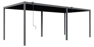Produktbild von PRIMEYARD Pergola 3x6,5 m Pfosten und Lamellendach aus Stahl - anthrazitfarbene Terrassenüberdachung
