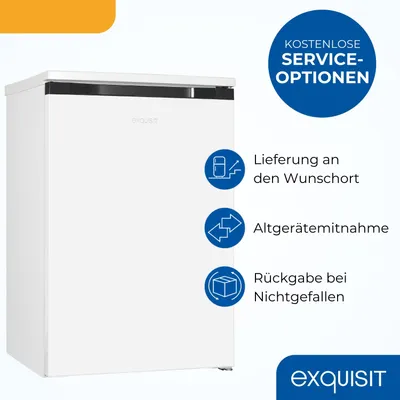 Produktbild von Exquisit Kühlschrank mit 4-Sterne-Gefrierfach, KS515-4-051C weiss, 107 Liter, 2 Ablagen, Gemüseschublade, Türanschlag wechselbar, 55 cm Breite