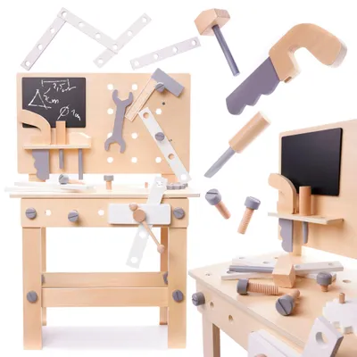 Immagine prodotto di Officina in legno con attrezzi su un tavolo Set per il fai da te