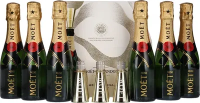 Produktbild von Moët & Chandon Champagne AT HOME PACK 12% Vol. 6x0,2l in Geschenkbox mit Bottle Sippers