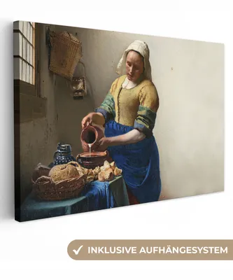 Produktbild von MuchoWow® - Leinwandbilder - Das Milchmädchen - Kunst - Alte Meister - Vermeer, Wandbild, Wanddeko Bilder Wohnzimmer, 30x20 cm