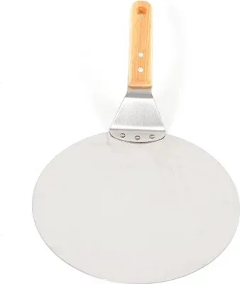 Produktbild von Pizzaschaufel - Pizzaheber für Ofen - Edelstahl - Holzgriff 43,5 cm - Schaufelfläche 25,5x30 cm - Silber