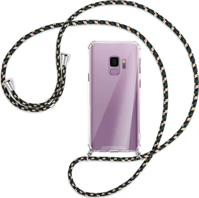 Produktbild von Handykette Backcover-Schutzhülle mit Band (Metall silberfarben) für Samsung Galaxy S9 - camouflage