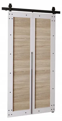 Produktbild von KierMoebel Schiebetür Komplettset QUDIO M2 Weiß + Sonoma 86x205x3,2 cm Wohnzimmer Schiebetür