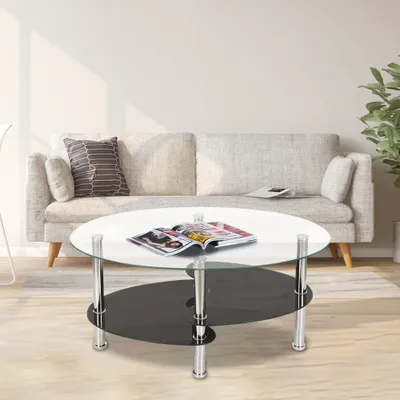 Image de Table basse table de salon table basse 2 étagères 90x50x43cm