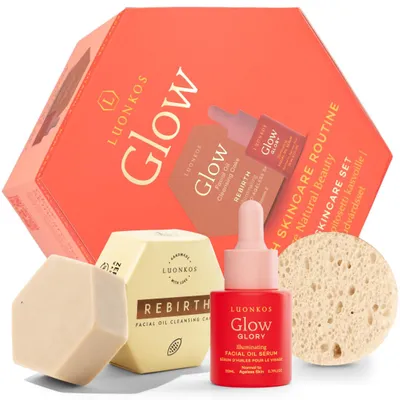 Image de Luonkos Glow Skincare Gift Set with Facial Oil Cleansing Cake, Facial Oil Serum and Cleansing Sponge