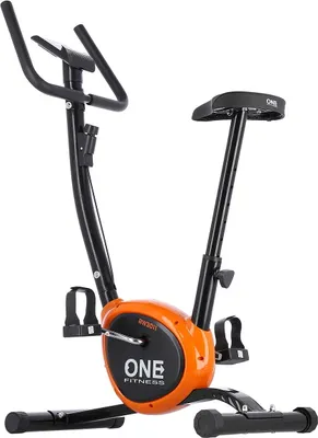 A stationary exercise bike against a white background.