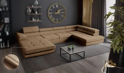 Produktbild von Wohnlandschaft mit Schlaffunktion, Couch für Wohnzimmer - Schlafsofa - Eckcouch