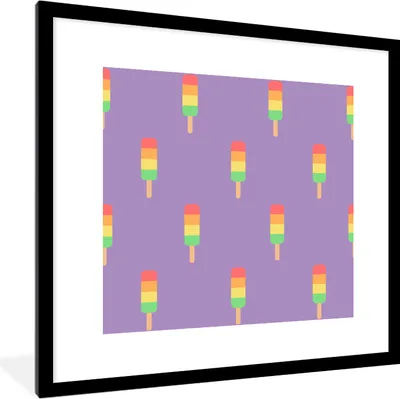 Produktbild von MuchoWow® MuchoWow® Gerahmtes Poster Eis - Muster - Lila 40x40 cm - Poster mit zchwarzem Bilderrahmen - Poster - Plakat im Rahmen