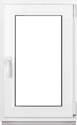 A white PVC window with a handle, shown against a white background.