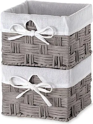 Immagine prodotto di Scatole portaoggetti quadrate grigie, 18x18x14 cm, corda di carta intrecciata