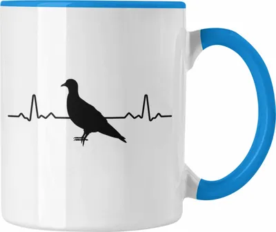 Produktbild von Trendation - Taubenzüchter Tauben Herzschlag Geschenk Zaubenzucht Zubehör Tasse Lustiger Spruch Taubenflüsterer Taubenliebhaber Becher (Blau)