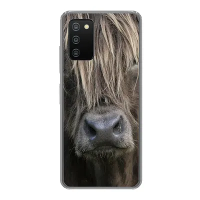 Produktbild von MuchoWow® Handyhülle Schutzhülle Hülle für Samsung Galaxy A03s Schottischer Highlander - Braun - Nase Silikon Softcase Handy Hülle - Schutz