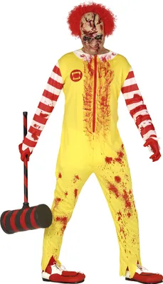 Immagine prodotto di Clown Zombie Spaventoso Halloween Party Jumpsuit Costume Horror Outfit Divertente Travestimento Personaggio Colorato, Taglia: 52 - 54 (L) Colore: Giallo