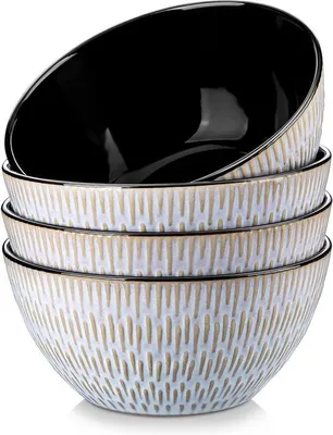 Produktbild von Famanu Frühstücks-Schalen Set - 4 Stück - 850 ml - für Salate, Suppen, Desserts - weiß