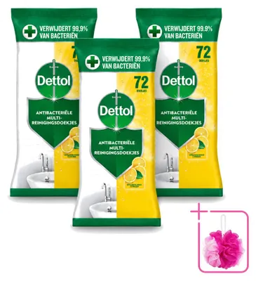 Produktbild von 3 x Dettol Reinigungstücher Spritzige Zitrone - Sparpackung - 3 Stücke