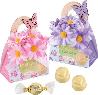 Produktbild von Günthart Pralinentäschchen mit Blumensträußchen Sortiert 45g 1 Stück