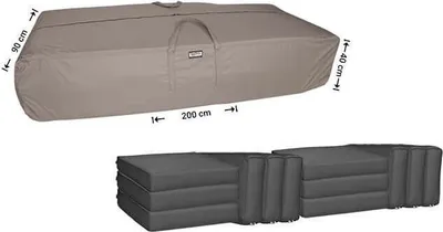 Produktbild von Raffles Covers Kissentasche für Loungemöbelauflagen 200 x 90 H: 40 cm | Atmungsaktiv | Wasserdicht | UV-beständig | Doppelnähte | Handgriffe