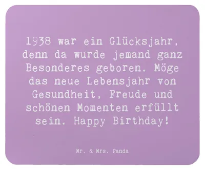 Produktbild von Mr. & Mrs. Panda Mouse Pad Spruch 1938 Geburtstag - Lavendeltraum - Geschenk, mausteppich, Alter, mauspad laptop, Mousepad, Glückwunsch, Geburtstagsglück, Geburtsjahr, pc