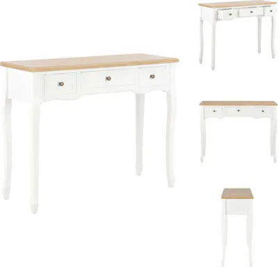 Immagine prodotto di vidaXL Tavolino da toilette Consolle con 3 cassetti Bianco - Tavolini