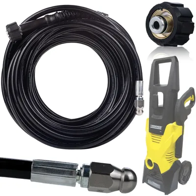 Productafbeelding van Rioolreinigingsslang Hogedrukslang Set – 30 m M22x1,5 | Max 200 Bar 60°C | Nylon Gevlochten Duurzaam