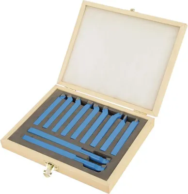 Produktbild von 11-teiliger Drehmeißelsatz, Hartmetallbestückte Metalldrehmeißel, Drehmeißelsatz, Nutendrehmeißel, 10 x 10 mm