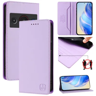 Produktbild von Lederhülle für ZTE Blade A75 Pro 5G Hülle Flip Brieftasche Kartenfächern Ständer Schutzhülle Violett